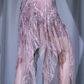 ✨Girlhomeshops-Spaghetti Strap Dusty Pink Beaded Lace Irregular Hem Evening Party Gown gh10042