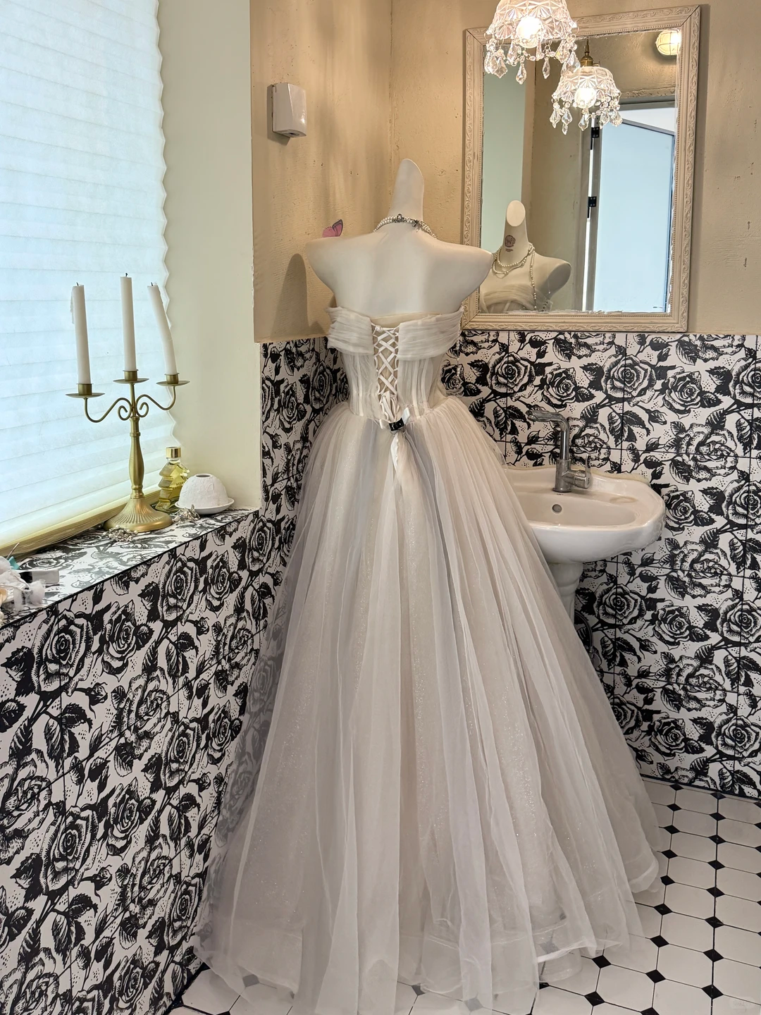 Ivory Strapless Waist-Cinched Full Flared Minimalist Elegant Romantic Dress, Wedding Gown gh7521
