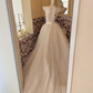 Ivory Lace Strapless Voluminous Skirt Tulle Long Romantic Dress, Wedding Gown gh7828