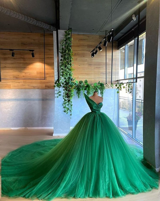 Robe de soirée longue en tulle avec haut tube magnifique et tendance verte gh3161