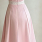 Square Neck Light Pink Satin Short Prom Gown Beaded Trim Butterfly Decor A-Line Skirt Lace Belt Cocktail Dress gh9475