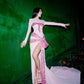 Pink Gorgeous Shiny Elegant Long Mermaid Slim Fashion Bow Slit Sexy Ball Gown Evening Dress Party Dress gh3248