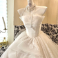 Ivory Strapless Waist-Cinched Voluminous Full Flared Skirt Romantic Dress, Wedding Gown gh7772