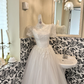 Ivory Puff Sleeve Square Neck Waist-Cinched A-Line Elegant Luxury Romantic Dress, Wedding Gown gh7709