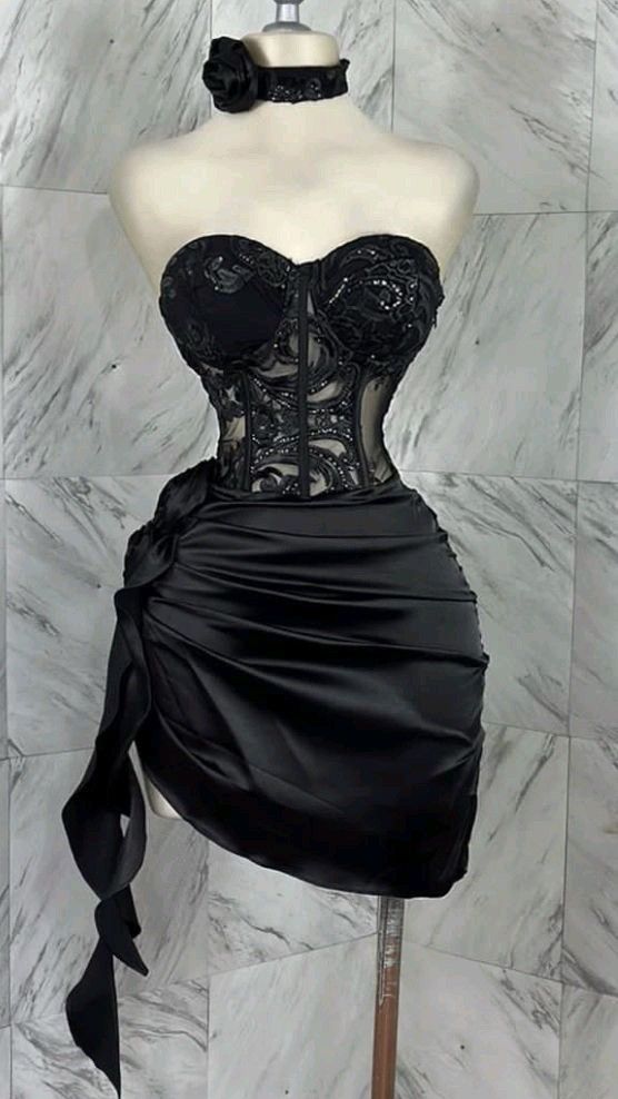 Robe de bal courte en tulle noir brillant à paillettes, robe de soirée, robe d'anniversaire gh4929