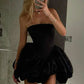 Girlhomeshops - Robe de soirée courte en satin noir, classique et basique, pour anniversaire, gh5283