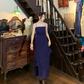 Straight Neck Dark Purple Chiffon Evening Dress, Spaghetti Strap Ruched Lace Waist Asymmetrical Skirt Vintage Formal Gown gh9887