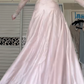Champagne Pink Two‑Piece Long Prom Gown, Lace Square Neck Long‑Sleeve Top, Satin Bust Cups, Sheer Floral Lace Waist, High‑Waist Shiny Satin Floor‑Length Skirt, Formal Evening Dress gh8930