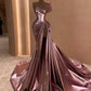 Girlhomeshops - Rosa Elegantes Langes Satin Ballkleid Abendkleid Partykleid gh5028