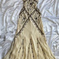 Fairytale Cream Beige/Black/Pink V Neck Sophisticated Elegant Floral Long Evening Prom Dress gh2941
