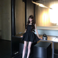 Women Elegant Black Strapless Homecoming Dress Square Neck Bow Waist A-Line Short Party Dress gh9419