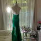 Green Gorgeous Shiny Fashion Elegant Delicate Lace Beading Long Satin Chiffon Fairy Ball Gown Evening Dress Birthday/Wedding Guest/Holiday Party Dress Prom Dress Valentine's Day Date Dress gh4037