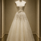 ✨Girlhomeshops-Ivory Sleeveless Qipao Lace A-Line Midi Wedding Dress with 3D Floral gh10523