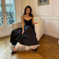 Black and White Princess Cute and Elegant A-line Spaghetti Straps Long Satin Tulle Party Dress Evening Dress Prom Dress Homecoming Dress gh4196