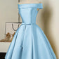 Red/Pink/Yellow/Blue Cute Off Shoulder Short Elegant Satin Prom Dress Homecoming Dress Party Dress 8211