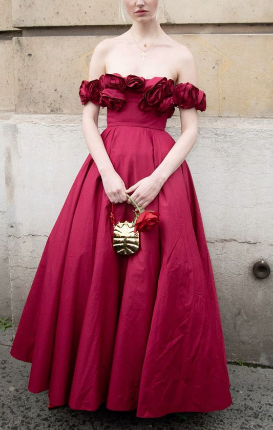 Rosa Mode Einzigartige Rose Spitze Ausschnitt Lange A-Linie lange Satin Ballkleid Abendkleid Partykleid gh3340