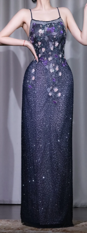 Ombre Pink Purple 3D Flower Glitter Tulle Princess Ball Gown gh9913
