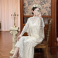 Ivory Vintage Two‑Piece Lace Wedding Gown, High Neck Batwing Sleeve Lace Overlay, Tassel Lace Trim, V‑Neck Lace Slip Mermaid Long Train, Prom Dress gh8645