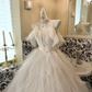 Ivory Spaghetti Strap Off-the-Shoulder Waist-Cinched Voluminous Princess Skirt Long Romantic Dress, Wedding Gown gh7722