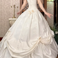 Off‑White Off‑the‑Shoulder Fitted Waist Lace Figure‑Flattering Elegant Voluminous Princess Skirt Long Prom Gown, Wedding Dress gh8602
