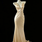 Robe de soirée longue en satin blanc style sirène, élégante, gh4474