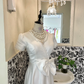 White V-Neck Fitted Waist Slim Long A-Line Skirt Classic Romantic Dress, Wedding Gown gh7659