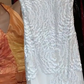 Spaghetti Strap White Prom Dress V Neck Hand Beaded Swirl Applique Flowy Chiffon Evening Gown gh9826