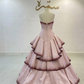 ✨Girlhomeshops-Light Pink Asymmetric Tiered Ruffle Mermaid Prom Dress Strapless gh10195
