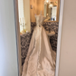 White Satin Strapless Waist-Cinched Unique Skirt Long Minimalist Luxury Romantic Dress, Wedding Gown gh7713
