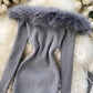 Black/white/gray autumn and winter fashion new sexy off-shoulder fashion fur collar slim hip knitted dress 11281