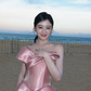 Rose Pink Stylish Strapless Fitted Waist Evening Dress, Fairy Gown, Romantic Gown gh7372