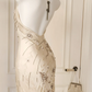 Women Vintage Long Mermaid Formal Dress Halter Neck V Neck Backless Champagne Satin Hand Beaded Floral Vine Embroidery Evening Gown gh9587