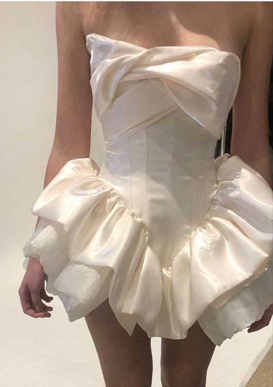 Girlhomeshops - Weißes, modisches, plissiertes, kurzes Heimkehrkleid, Geburtstagspartykleid, gh5398
