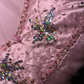 Robe de soirée longue en tulle rose à une épaule, élégante et scintillante, ornée de perles, gh4387
