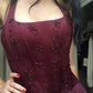 Burgundy red vintage elegant shiny beaded long tulle Prom Gown evening dress party dress gh3457