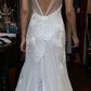 Sleeveless V Neck White Chiffon Prom Dress 3D Floral Lace Beaded Formal Evening Gown gh9806