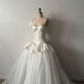 ✨Girlhomeshops-Strapless White Satin Sweetheart Corset Wedding Gown with Chiffon Train gh10219