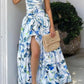 girlhomeshops - Robe de bal longue en satin et mousseline à fleurs bleues et blanches, gh5927
