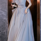 Gray tulle long A line prom dress gray evening dress  10625