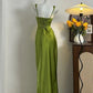 girlhomeshops-Olivgrün Satin Spaghetti – Träger Ballkleid Mädchen Kleid gh5844