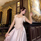 Rosa Vintage langes Satin formelles Ballkleid Abendkleid Partykleid gh4901