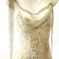 Women Vintage Long Mermaid Formal Dress Spaghetti Straps Cowl Neck Mint Green Paisley Print Hand Beaded Chiffon Evening Gown With Matching Neck Scarf gh9586