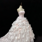 Blush Pink Strapless Romantic Gown with Cinched Waist & Fluffy Tiered Princess Skirt, Wedding Dress & Bridal Gown gh8180