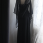 Black halter-neck fitted vintage ball gown, evening dress gh7126