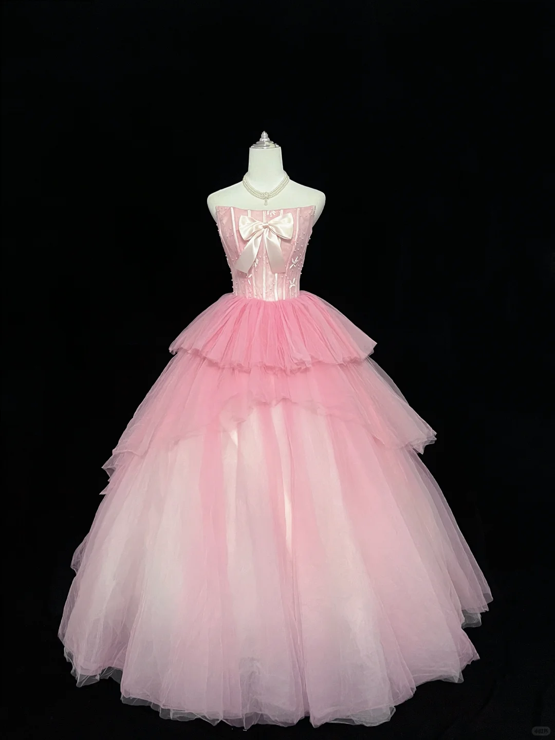 Blush Pink Strapless Cinched Waist Voluminous Girly Princess Skirt Long Romantic Dress, Wedding Gown gh7961