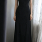Black halter-neck fitted vintage ball gown, evening dress gh7126