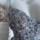 Light Blue Spaghetti Straps Fitted Waist Sexy Mermaid Skirt Prom Gown & Evening Gown gh7353