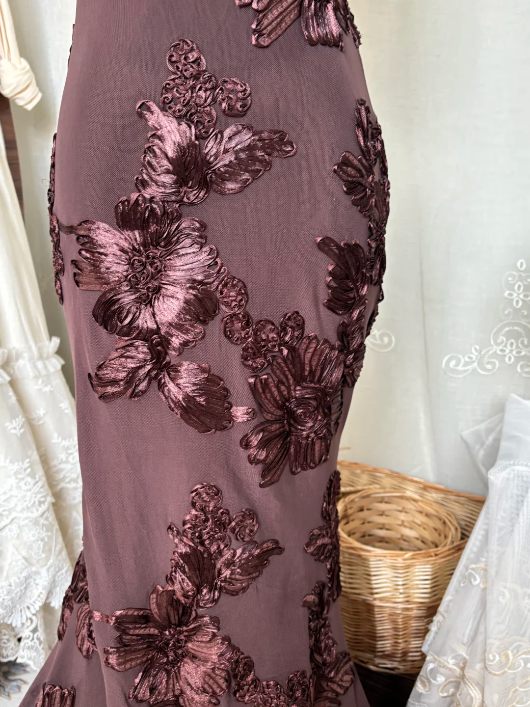 Retro Brown Halter Neck Fitted Hip Hugging Sexy Evening Gown gh7142