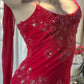 Red Romantic Gorgeous Fashion Elegant Exquisite Beaded Long Chiffon Ball Gown Evening Dress Birthday/Wedding Guest/Vacation Party Dress Prom Dress Valentine's Day Date Dress gh4027