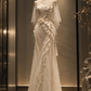 ✨Girlhomeshops-New Chinese Qipao Lace Wedding Gown, Mermaid 3D Petal Pearl Tassel Bridal Dress gh10340